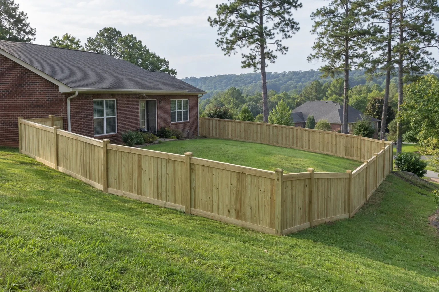 New wood privacy fence at a home in Birmingham, AL